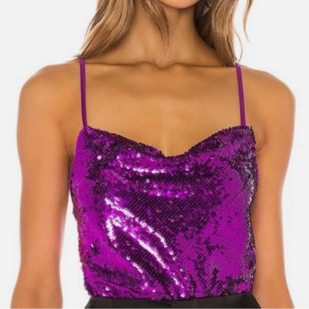 NWT NBD Purple Sequin Body Suit Size Small